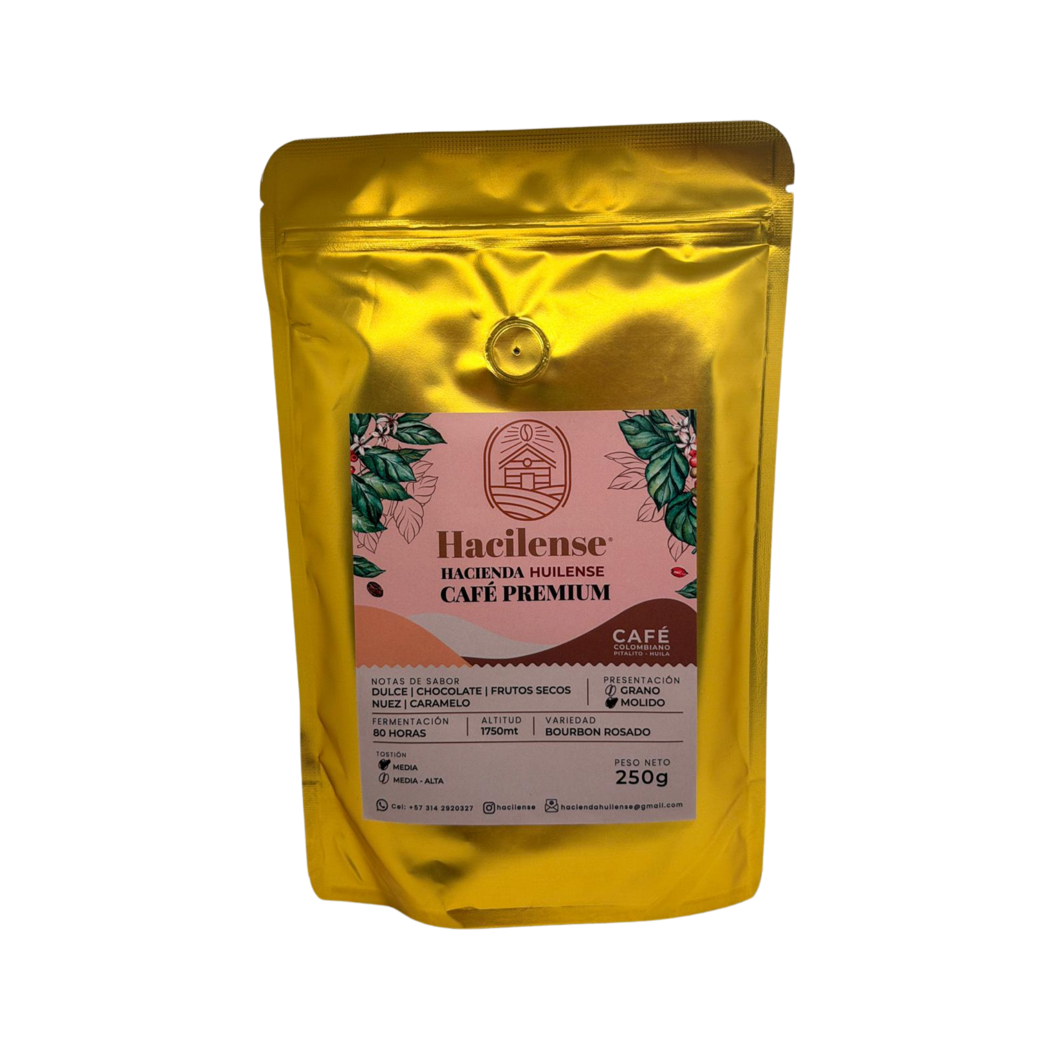 Café Tostado Bourbon Rosado - Grano